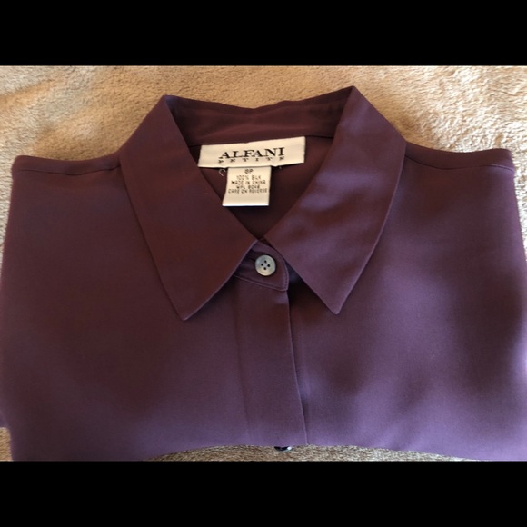Alfani 100% Silk blouse burgundy color (8P) - Picture 3 of 4